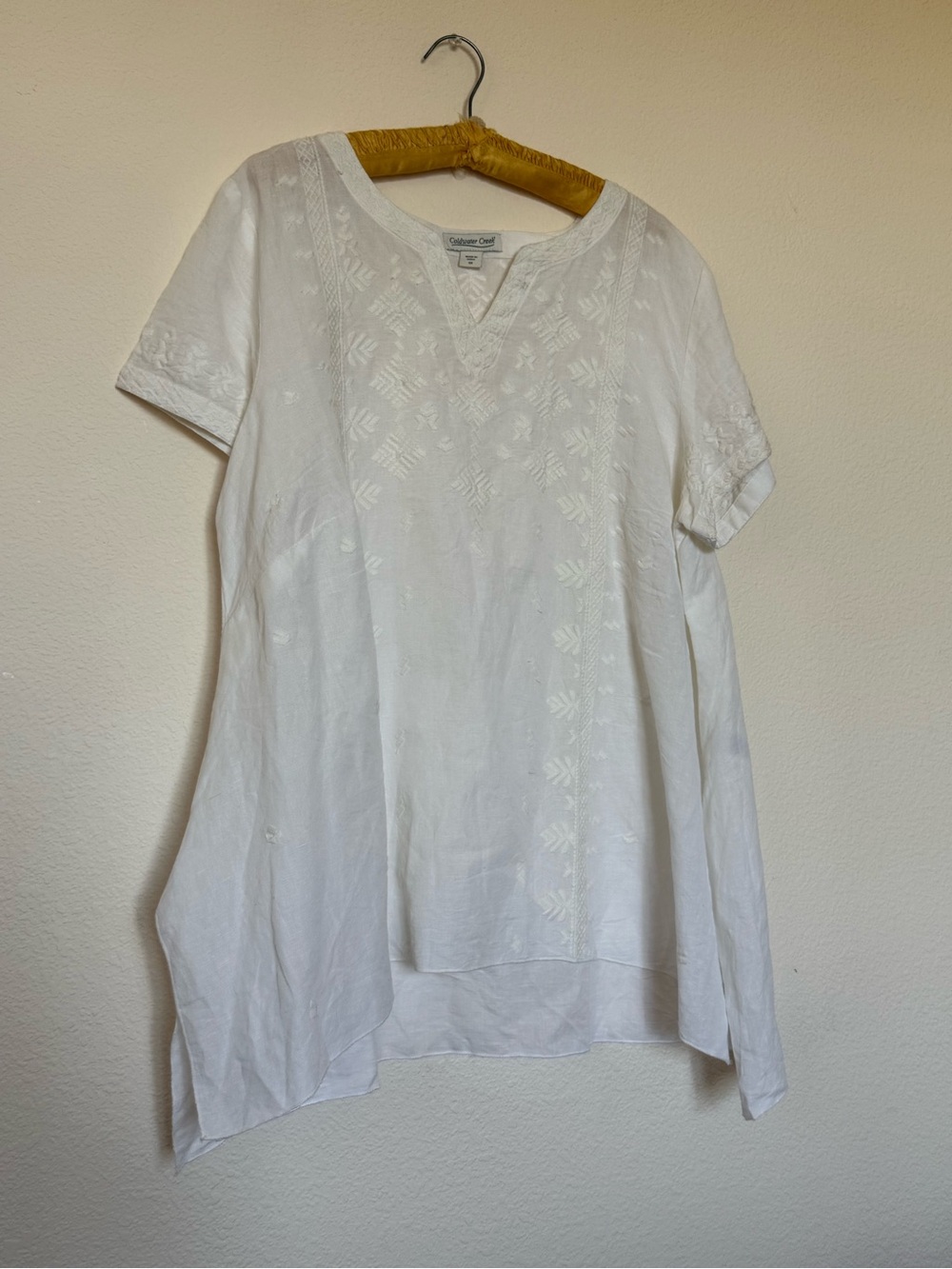 Coldwater Creek White Embroidered Cotton Tunic